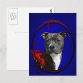 Brindle pitbull met rozen briefkaart (Voorkant / Achterkant)
