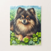 Brindle Pommerse Waterverf Klaver Shamrock Legpuzzel (Verticaal)