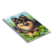 Brindle Pommerse Waterverf Klaver Shamrock Notitieboek (Rechterzijde)