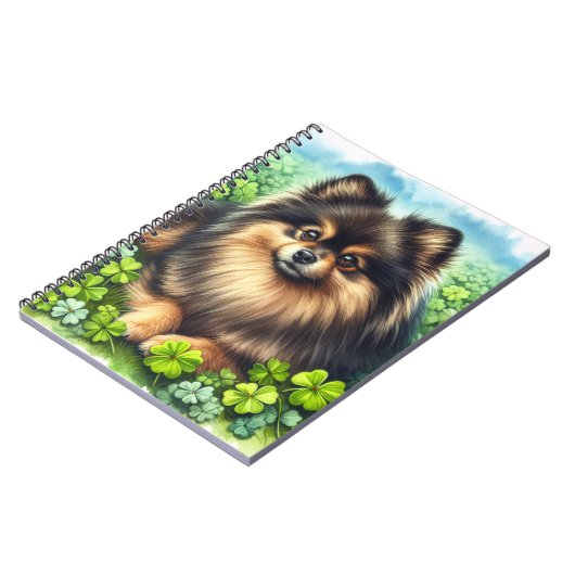 Brindle Pommerse Waterverf Klaver Shamrock Notitieboek (Linkerzijde)