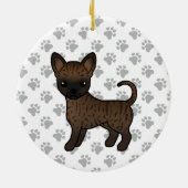Brindle Smooth Coat Chihuahua Cartoon Dog & Paws Keramisch Ornament (Achterkant)