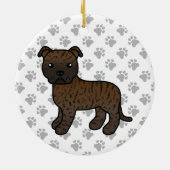 Brindle Staffordshire Bull Terrier Cartoon Dog Keramisch Ornament (Achterkant)