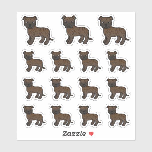 Brindle Staffordshire Bull Terrier Cartoon Dogs Sticker (Vel)