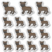 Brindle Staffordshire Bull Terrier Cartoon Dogs Sticker (Voorkant)