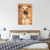 Brindle Whippet Dog Canvas Afdruk (Insitu (Slaapkamer))