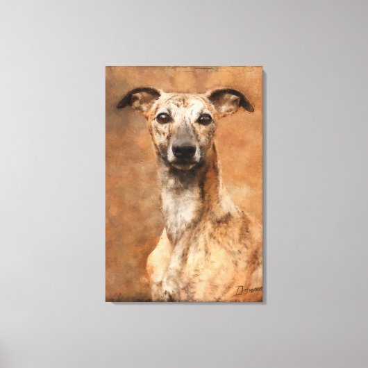 Brindle Whippet Dog Canvas Afdruk (Voorkant)