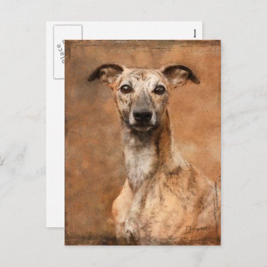 Brindle Whippet Dog Feestdagenkaart (Voorkant / Achterkant)
