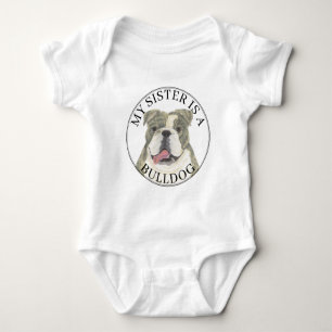 Brindle & White Engelse Bulldog Big Sister Romper
