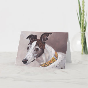 Brindle & White Greyhound Dog Art Wenskaart Kaart