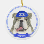 Brindle & Wit Engels Bulldog Chanoeka Keramisch Ornament (Voorkant)