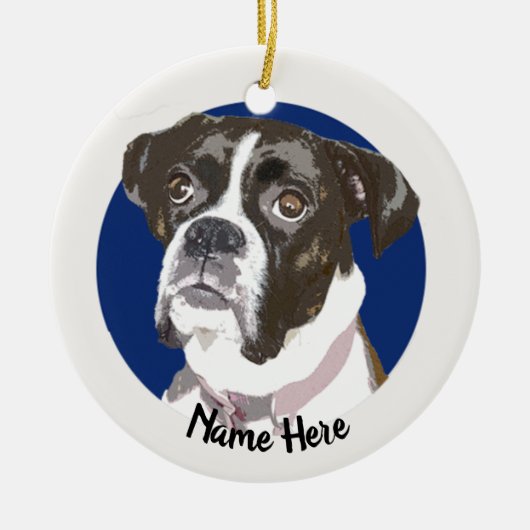 BrindleBoxer Dog-kerstversiering Keramisch Ornament (Voorkant)