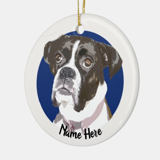 BrindleBoxer Dog-kerstversiering Keramisch Ornament (Links)
