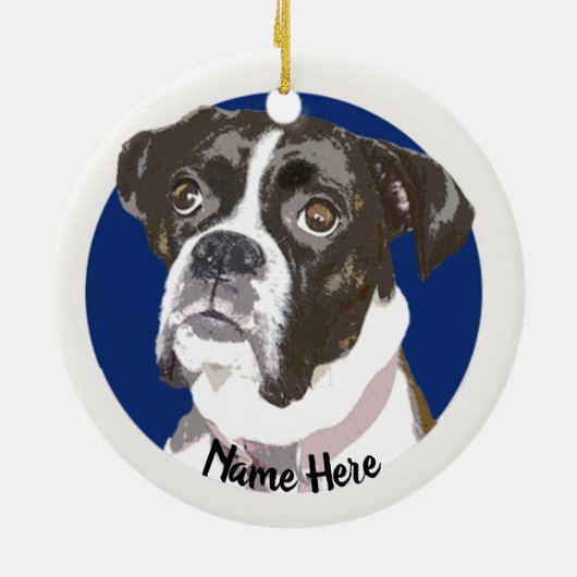 BrindleBoxer Dog-kerstversiering Keramisch Ornament (Achterkant)
