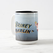 Briney Marlin B-24 Nose Art ( feesten) Tweekleurige Koffiemok (Voorkant links)
