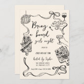 Bring a Board Girls Night Invitation Kaart (Voorkant / Achterkant)