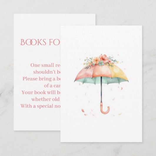 Bring a Book Floral Umbrella Baby Sprinkle Insert Informatiekaartje (Voorkant / Achterkant)