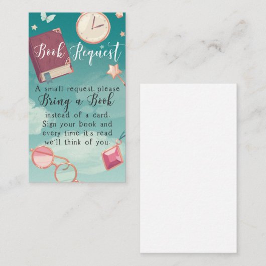 Bring a book instead of a card baby shower request visitekaartje (Voorkant / Achterkant)