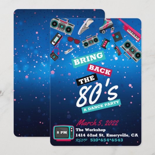 Bring Back the 80's| Retro Dance Party Kaart (Voorkant / Achterkant)