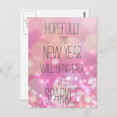 Bring back the Sparkle - Pink Bokeh Nieuwjaar Briefkaart (Voorkant / Achterkant)