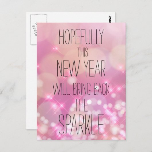 Bring back the Sparkle - Pink Bokeh Nieuwjaar Briefkaart (Voorkant / Achterkant)