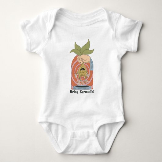 "Bring Earmuffs!" Screaming Mandrake Graphic Romper (Voorkant)