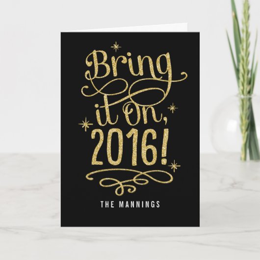 Bring It On 2016 Gelukkig Nieuwjaar Wenskaart Feestdagen Kaart (Voorkant)