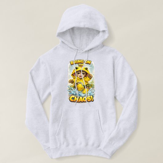 Bring on the Chaos Hoodie Cute Rain Dino (Design voorkant)
