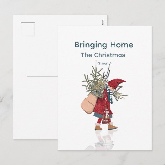 Bringing Home the Christmas Tree Feestdagenkaart (Voorkant / Achterkant)