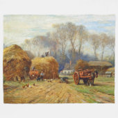 Bringing Home the Hay Boerderij Life William Black Fleece Deken (Voorkant (Horizontaal))