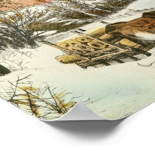 Bringing Home the Logs, Winter Landscape Poster (Hoek)