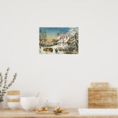 Bringing Home the Logs, Winter Landscape Poster (Keuken)