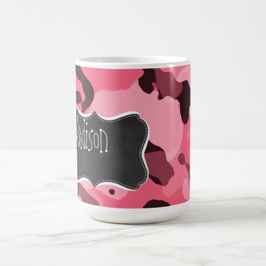 Brink Roze Camo; Camouflage; Retro Chalkboard Koffiemok (Center)