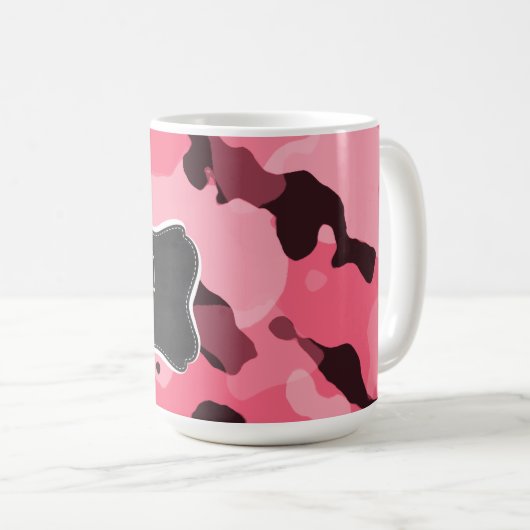 Brink Roze Camo; Camouflage; Retro Chalkboard Koffiemok (Voorkant rechts)