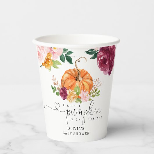 Brinkend pompoenpompoen baby shower papieren bekers