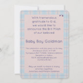 Bris Brit Milah Jewish Baby Naming Uitnodiging (Achterkant)