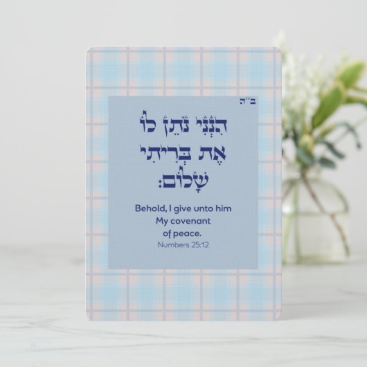 Bris Brit Milah Jewish Baby Naming Uitnodiging (Staand voorkant)