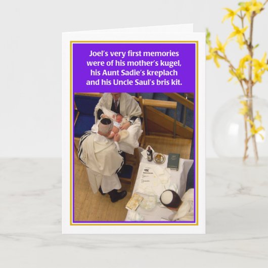 Bris Kit Jewish New Baby Boy Gefeliciteerd Kaart (Gele Bloem)