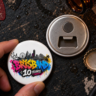 Brisbane 10 jaar button flesopener