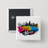Brisbane 10 jaar vierkante button 5,1 cm (Voorkant /achterkant)