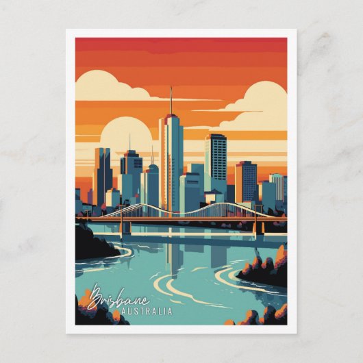 Brisbane Australia Art vintage reisillustratie Briefkaart (Voorkant)