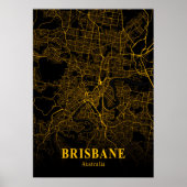 Brisbane - Australia Gold City Map Poster (Voorkant)