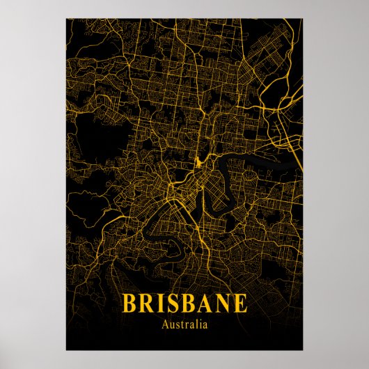 Brisbane - Australia Gold City Map Poster (Voorkant)