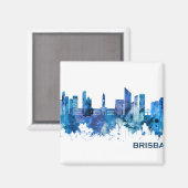Brisbane Australia Skyline Blue Magneet (Voorkant / Achterkant)