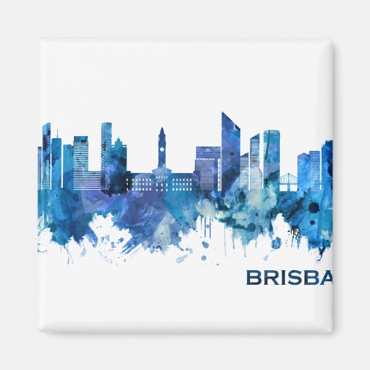 Brisbane Australia Skyline Blue Magneet (Voorkant)