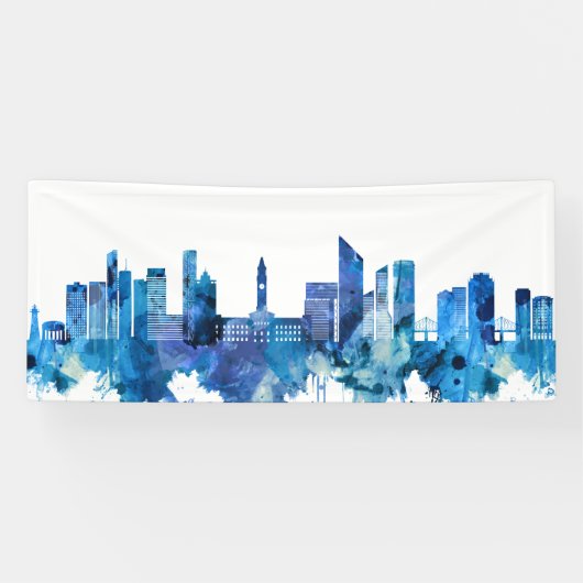 Brisbane Australia Skyline Blue Spandoek (Horizontaal)