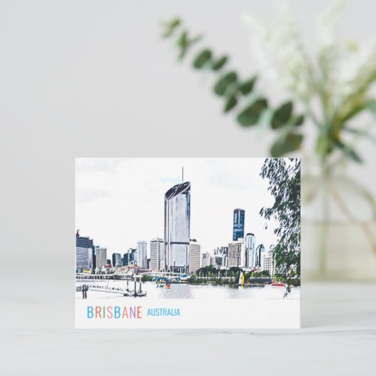 Brisbane Australia skyline funky modern reizen Briefkaart (Staand voorkant)