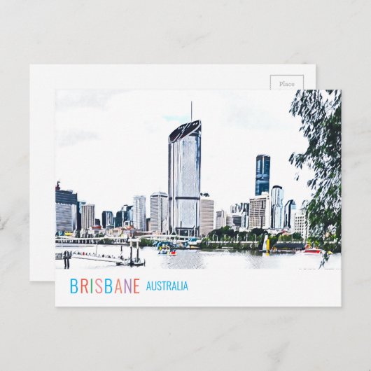 Brisbane Australia skyline funky modern reizen Briefkaart (Voorkant / Achterkant)