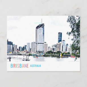 Brisbane Australia skyline funky modern reizen Briefkaart