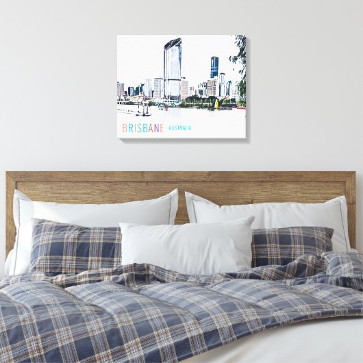 Brisbane Australia skyline moderne reisprint Canvas Afdruk (Insitu (Slaapkamer))