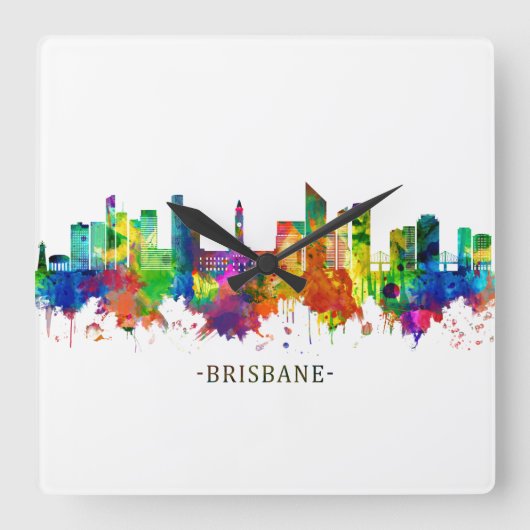 Brisbane Australia Skyline Vierkante Klok (Voorkant)